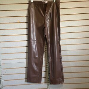 No Boundaries Faux‎ Leather Pants Straight Leg Brown Career Casual Size 9